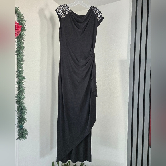 Alex Evening Womens Formal Wrap Style Dress With Crystal Shoulder In Size 4 - Picture 14 of 16